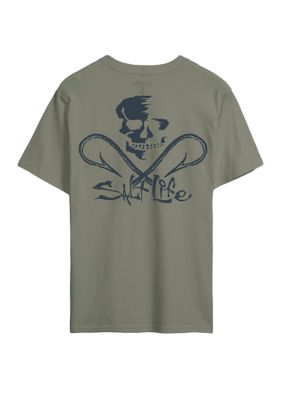 Salt Life Men's Skull and Hook Short Sleeve Graphic T-Shirt, Green, 2XL