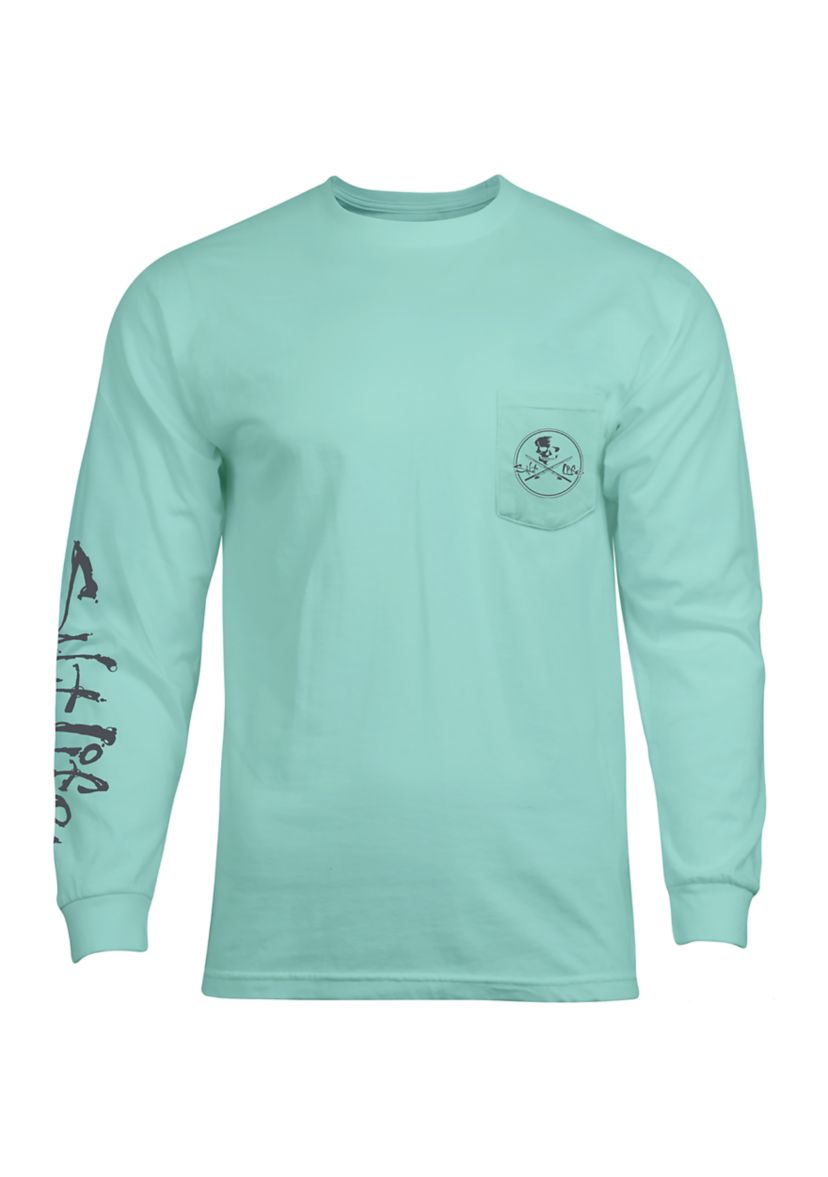 Big & Tall Skull and Poles Long Sleeve Graphic T-Shirt