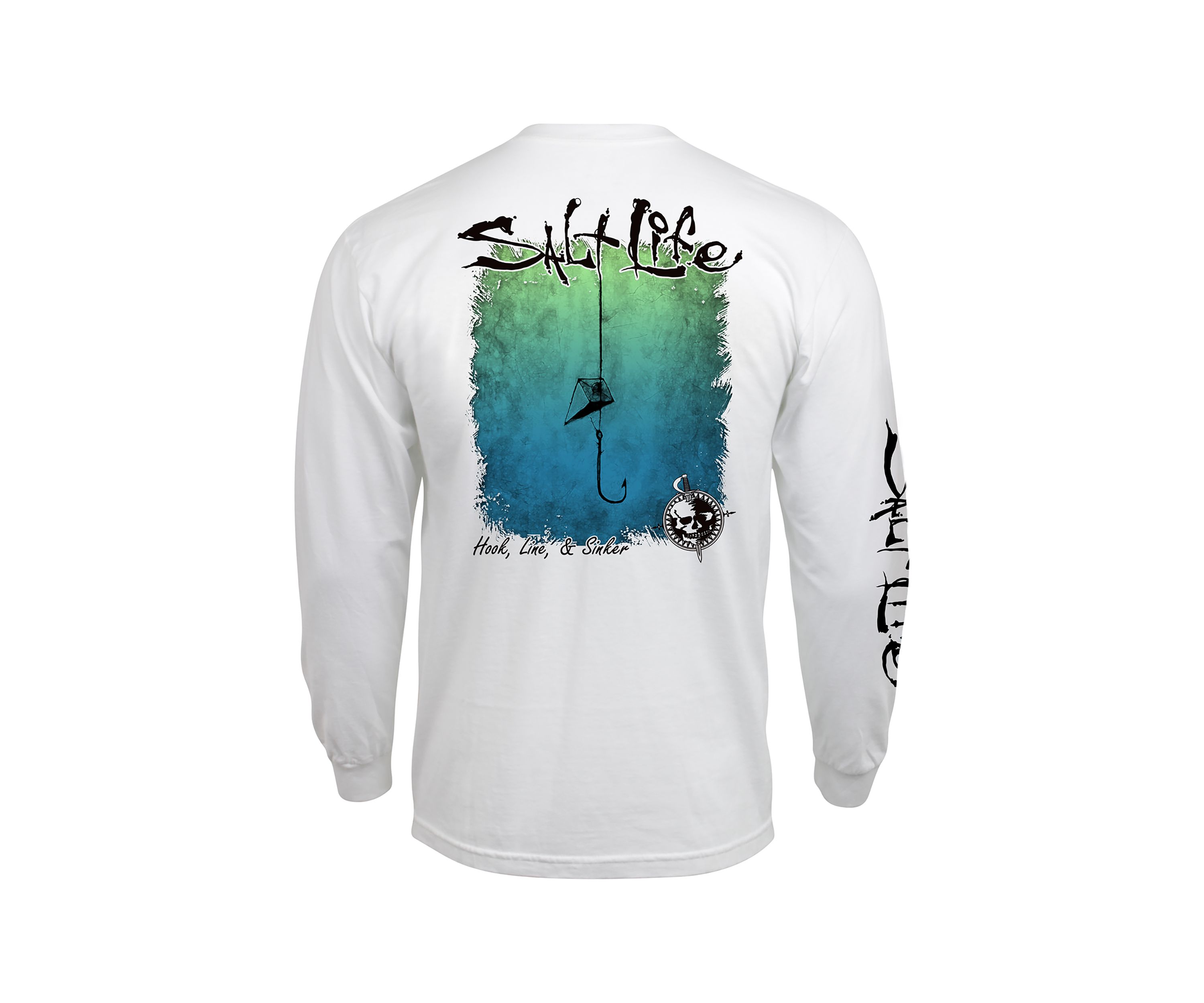 Mens Big Hook Line and Sinker Fade Long Sleeve Graphic T-Shirt