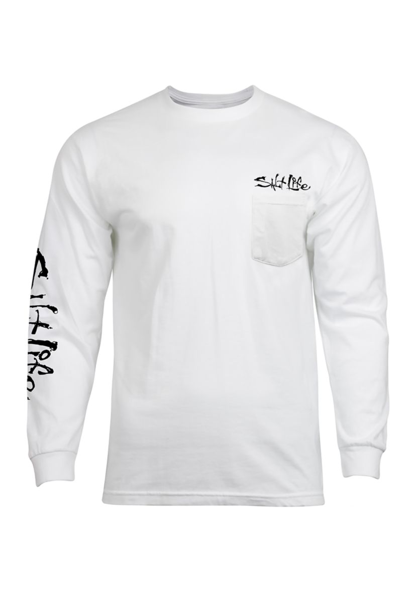 Mens Big Hook Line and Sinker Fade Long Sleeve Graphic T-Shirt
