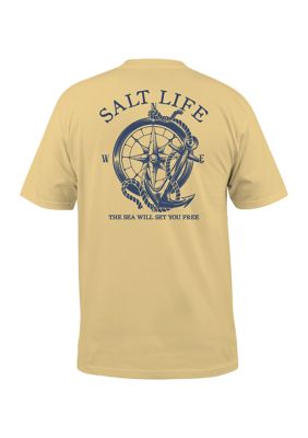 Salt Life Pirates Cove Rash Graphic Short-Sleeve UPF Performance Graphic Tee, Mens, XL, Salmon Heather