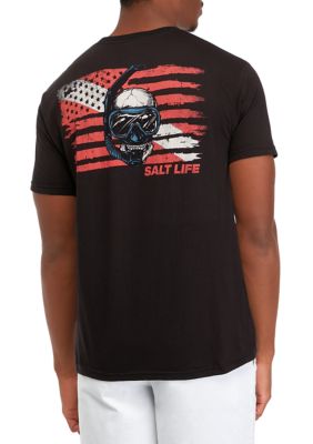 Short Sleeve Flag Diver Graphic T-Shirt