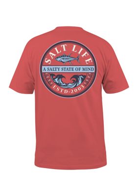 Salt Life Men's Tall Tribal Tuna Graphic T-Shirt, Coral, 2XLT, Cotton