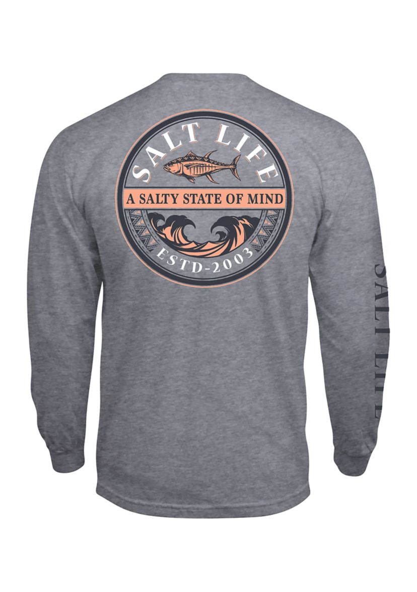 Mens Big Tribal Tuna Long Sleeve Graphic T-Shirt