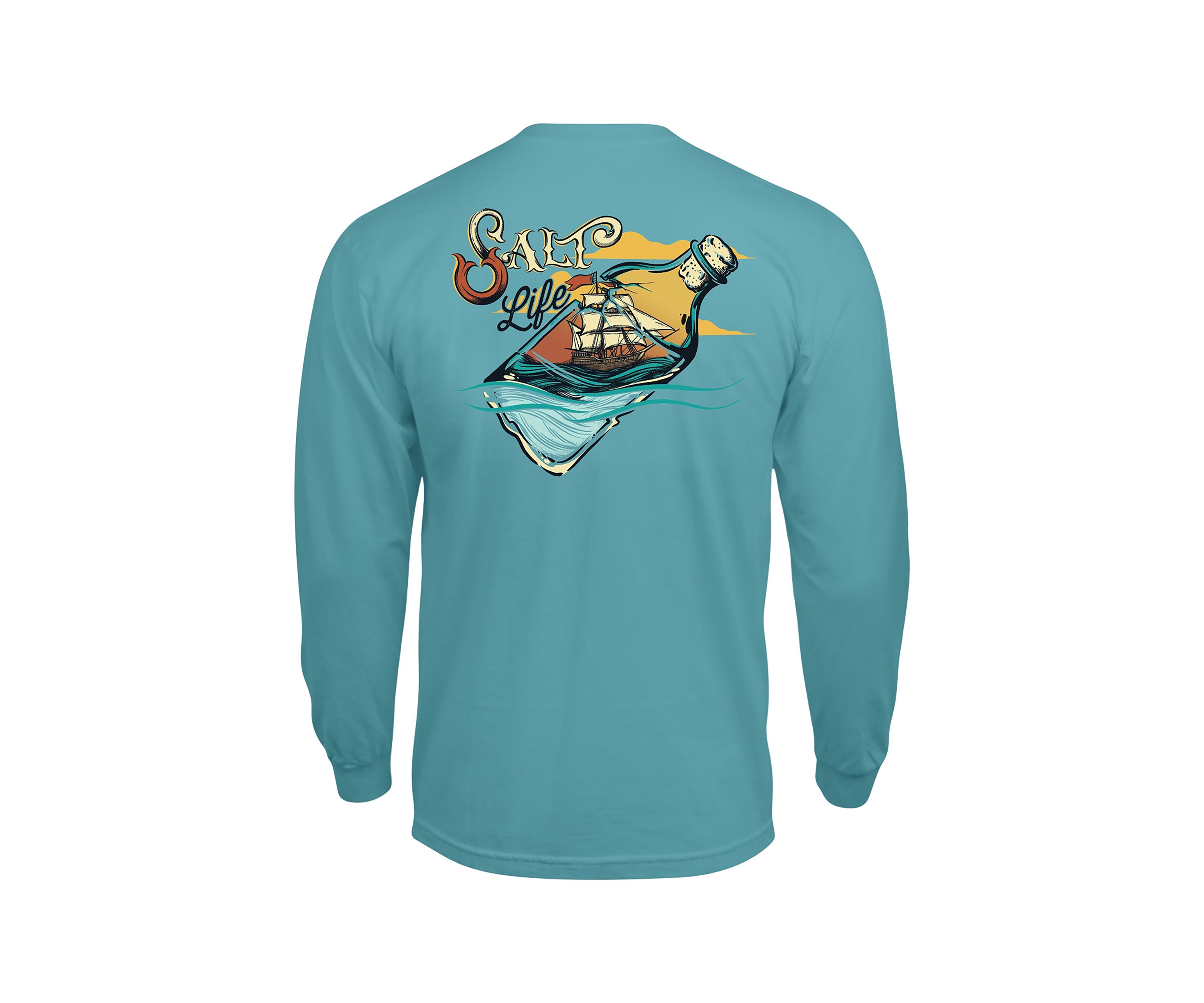 Mens Tall Ship in a Bottle Long Sleeve Graphic T-Shirt
