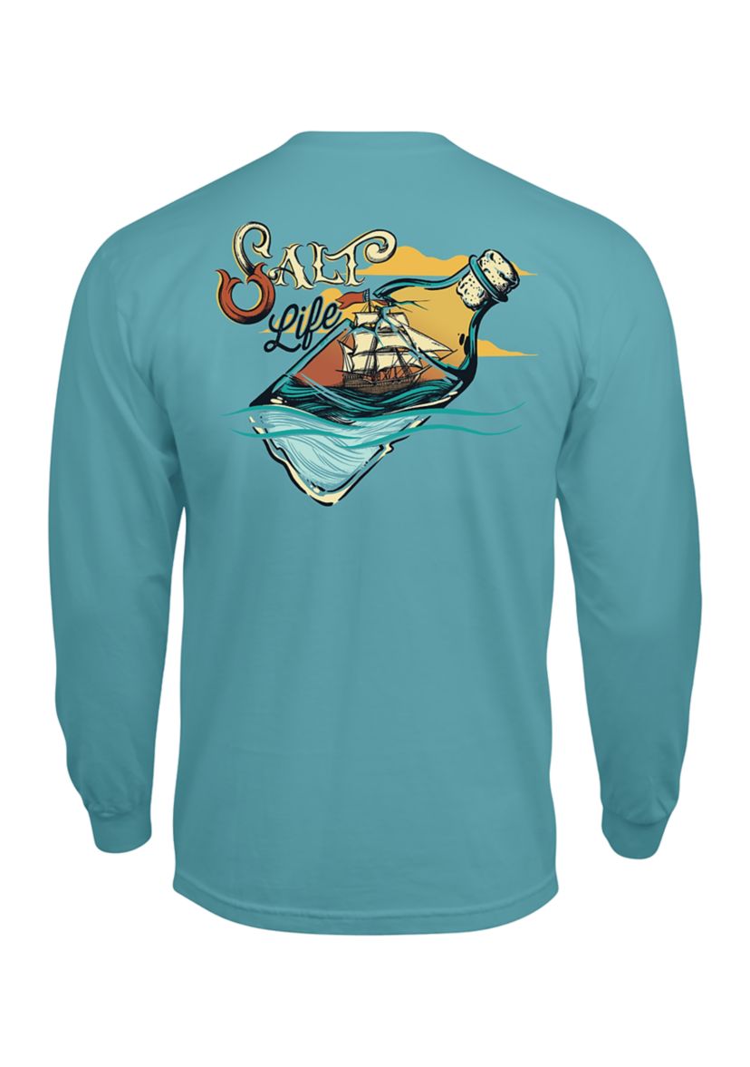 Mens Tall Ship in a Bottle Long Sleeve Graphic T-Shirt