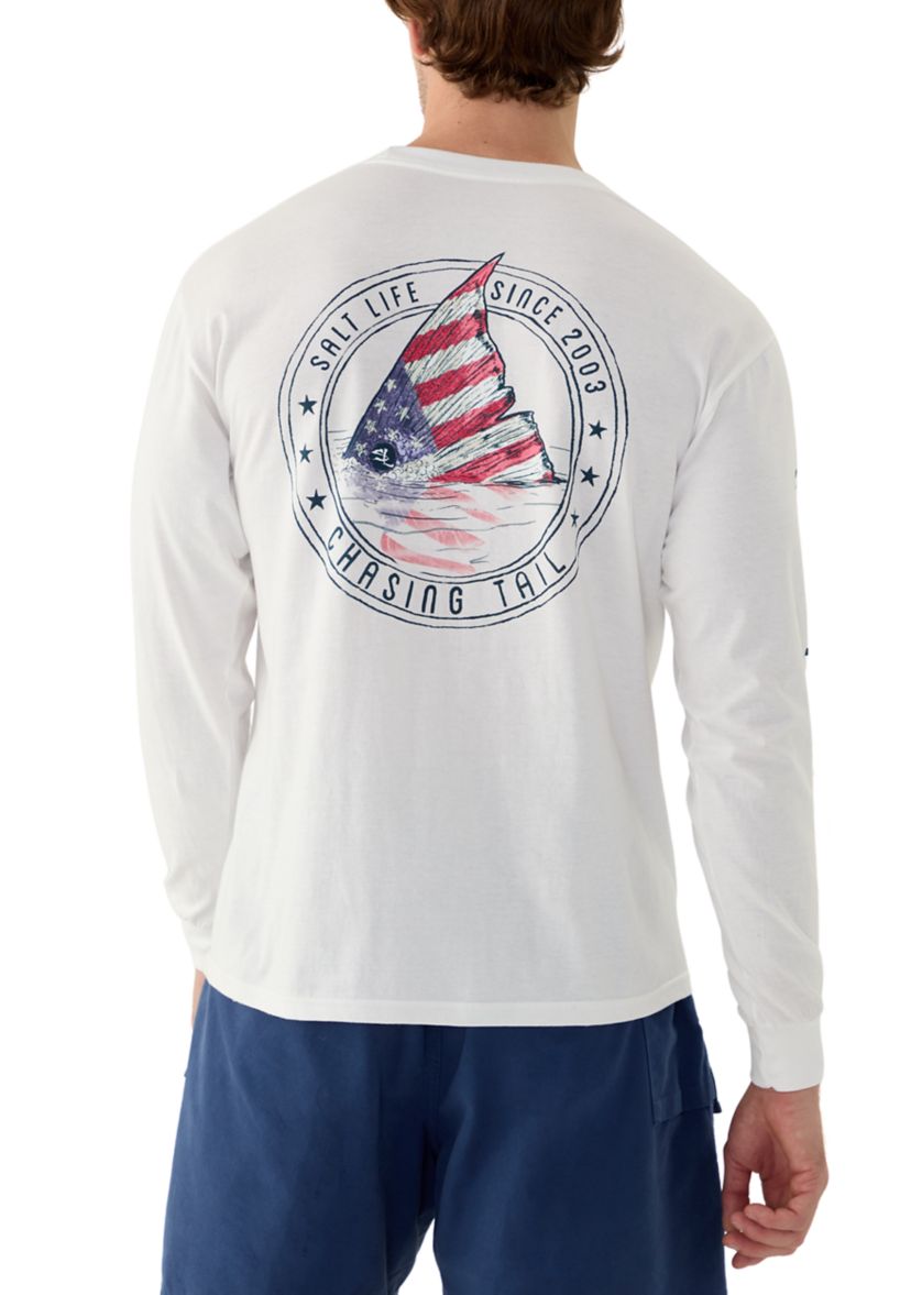Long Sleeve Redfish Stars and Stripes Graphic T-Shirt 