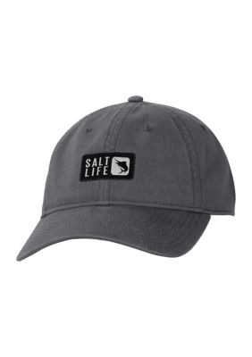 SALT LIFE BLACK FISHING HAT Live Salty Adjustable Snapback Cap Black /White