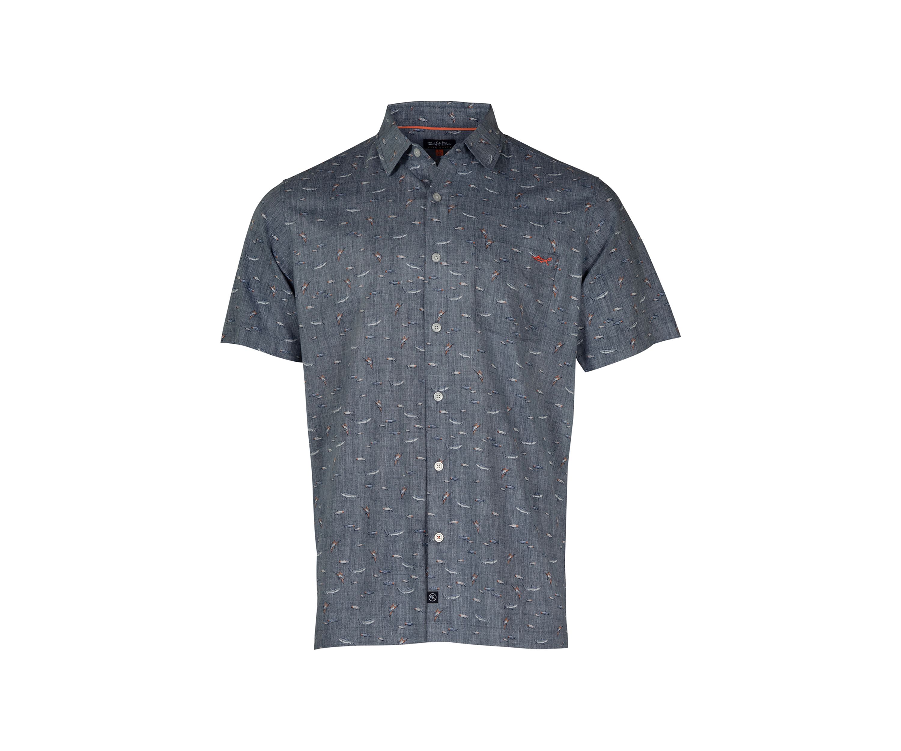 Shark Bait Embroidered Woven Printed Button Down Shirt