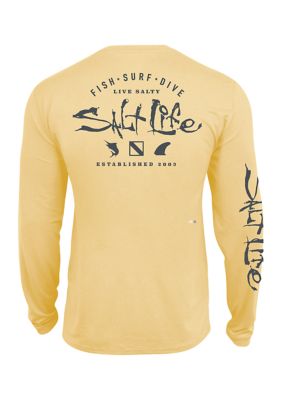 Salt Life Waterman's Trifecta Long-Sleeve UV T-Shirt, Mens, 2XL, Sea Green Heather