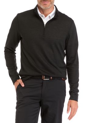Greg Norman Collection Men's 1/4 Zip Fleece Sweatshirt, Black, Medium