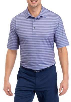 Greg Norman Collection Men's Thick Stripe Polo Shirt, Blue, 2XL