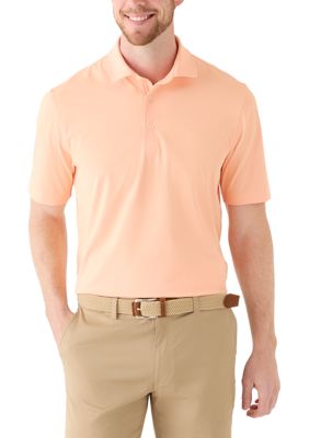 Greg Norman Collection Men's Textured Golf Polo Shirt, Peach, 2XL