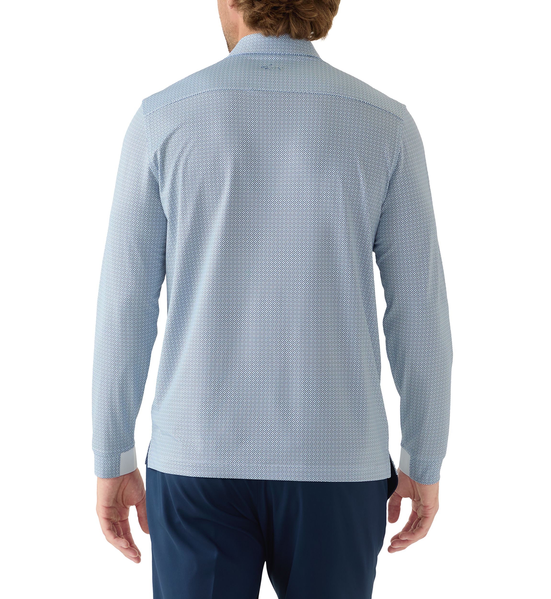 Long Sleeve Geo Print Polo Shirt 