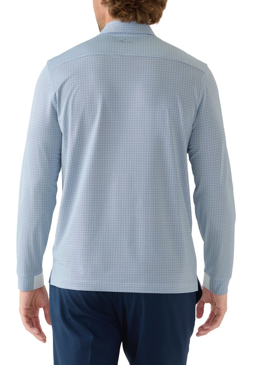 Long Sleeve Geo Print Polo Shirt 