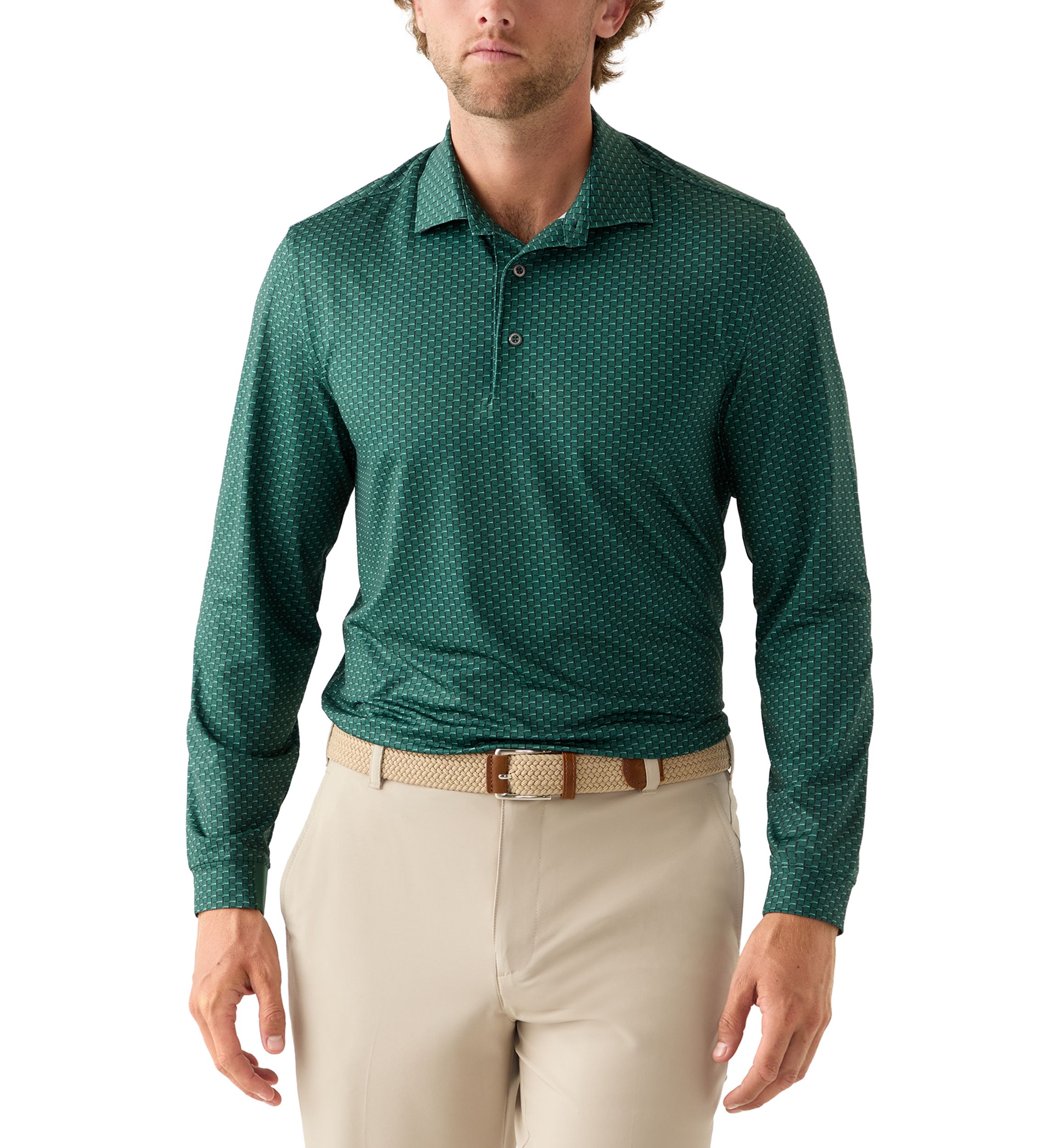 Mens Dress Long Sleeve Polo Shirt