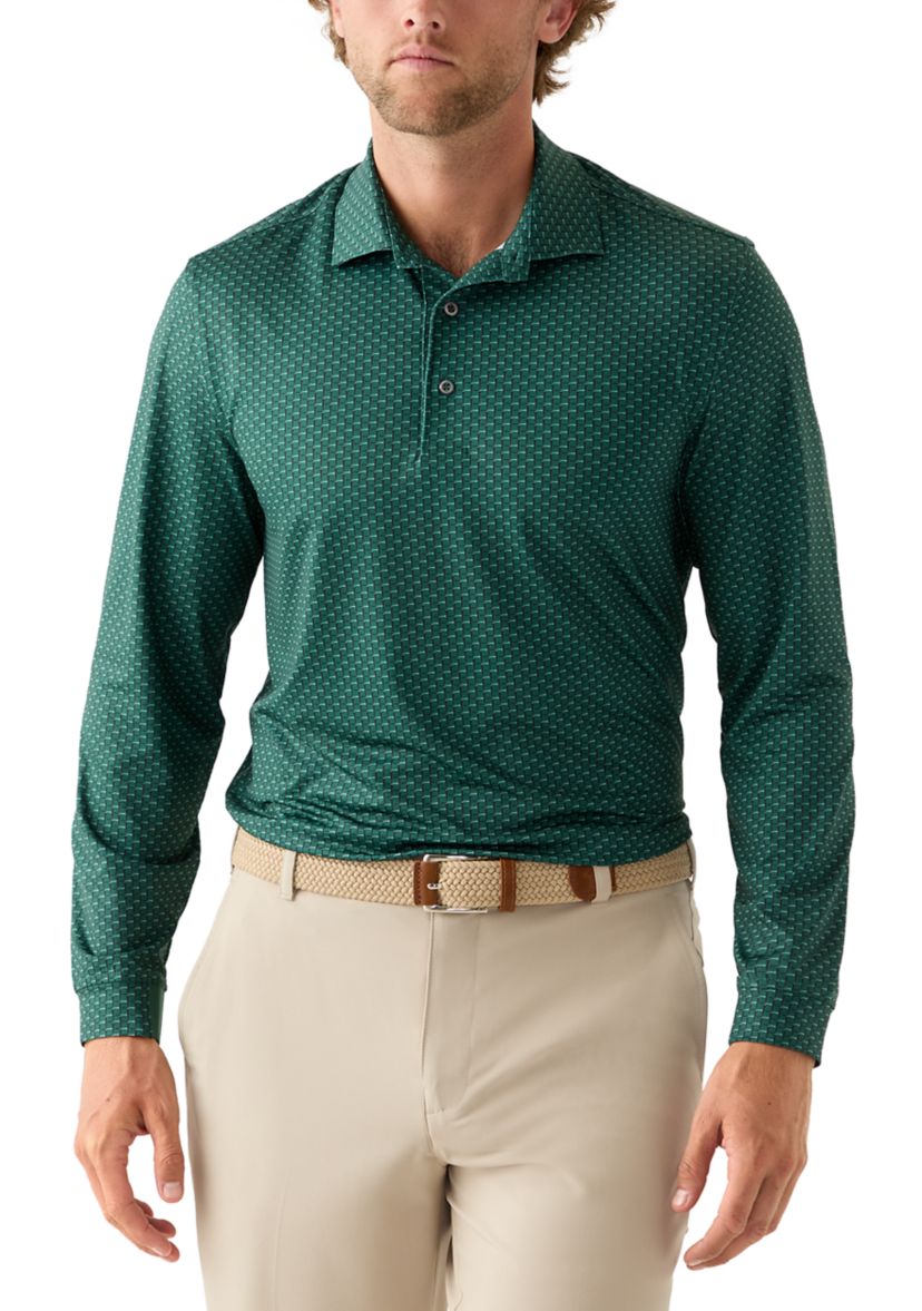 Mens Dress Long Sleeve Polo Shirt