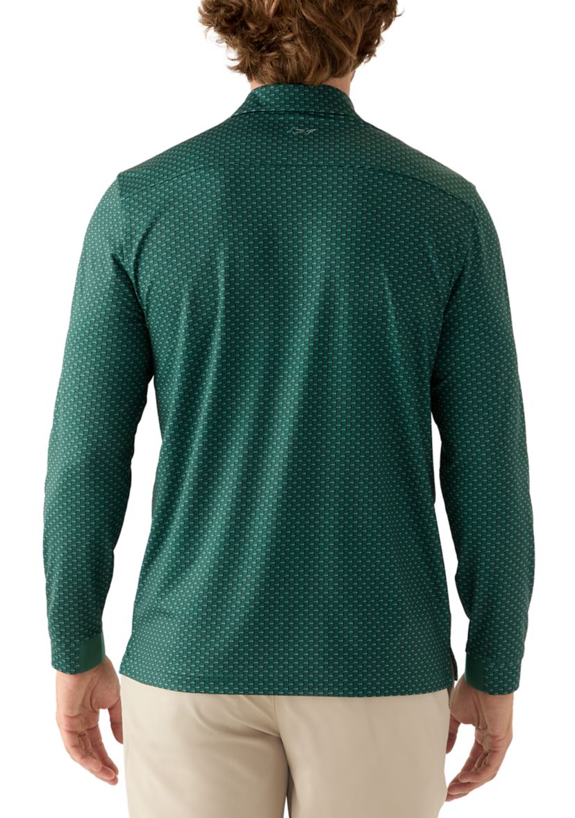 Mens Dress Long Sleeve Polo Shirt