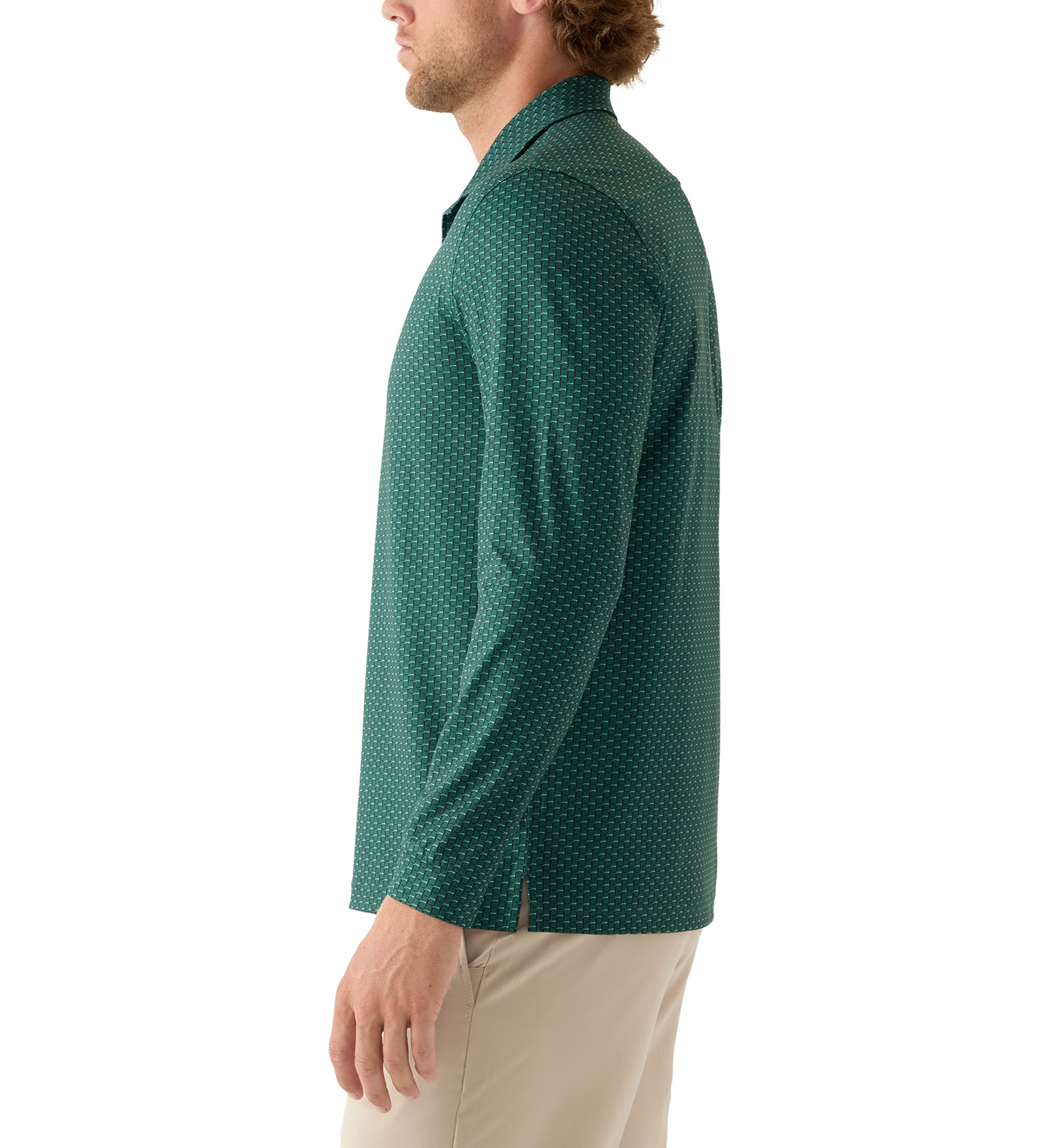 Mens Dress Long Sleeve Polo Shirt