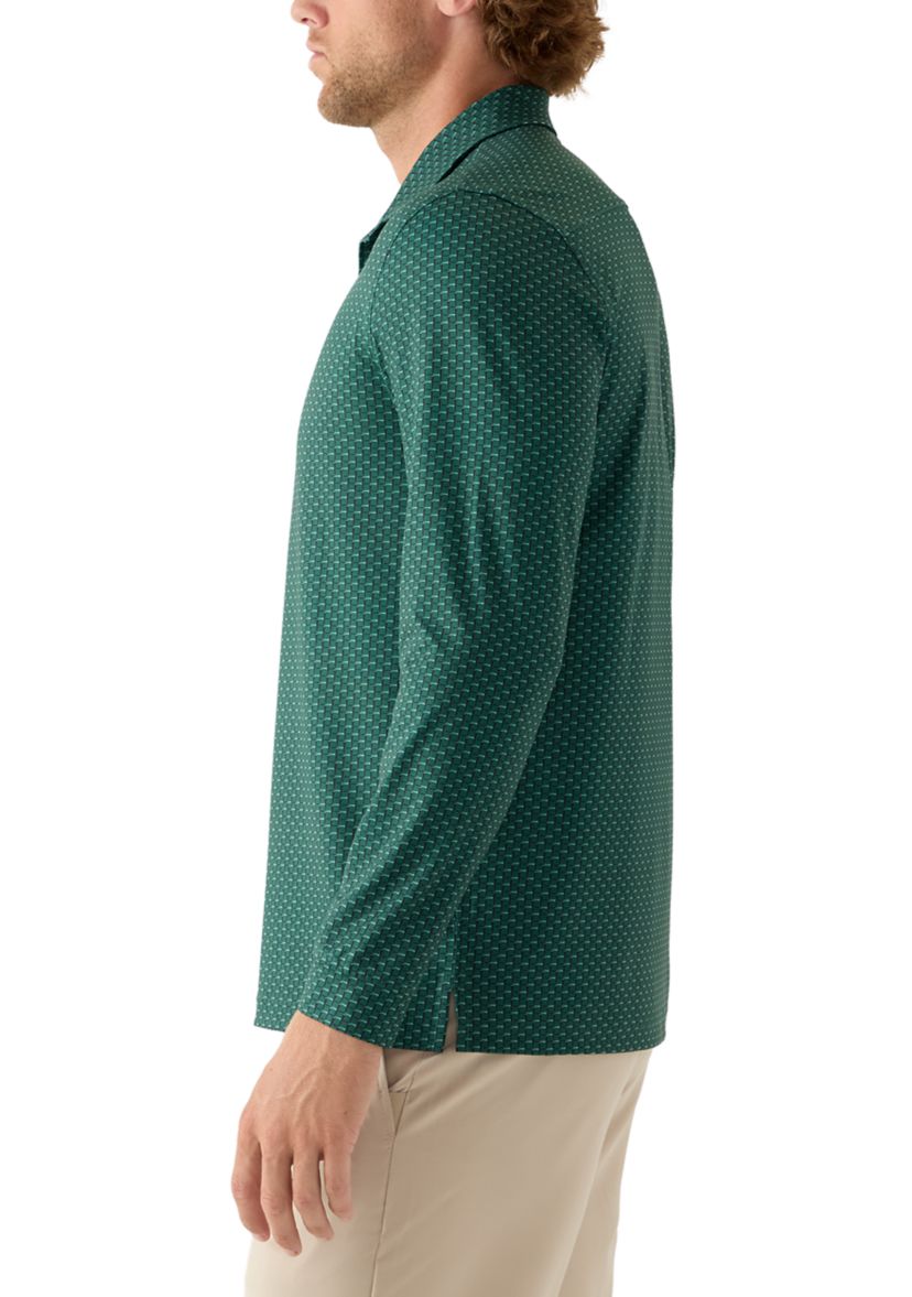 Mens Dress Long Sleeve Polo Shirt