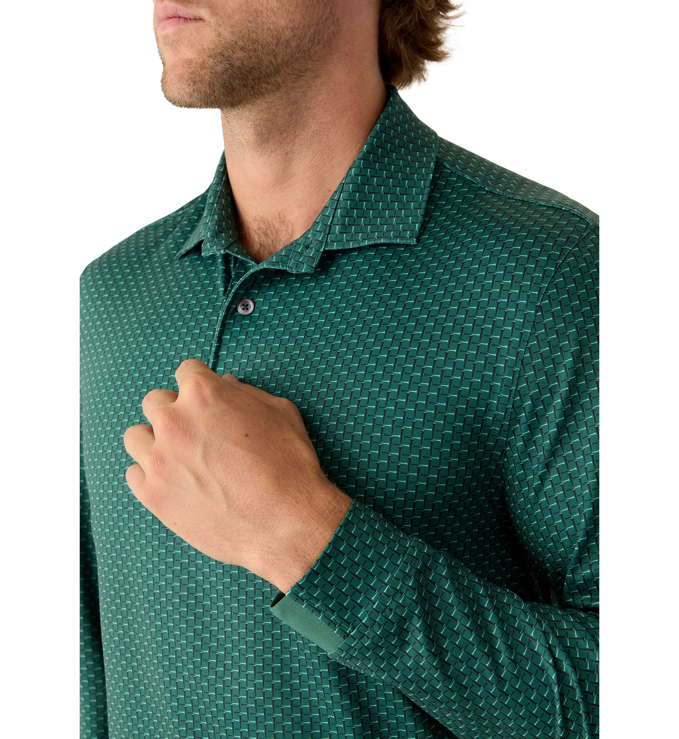 Mens Dress Long Sleeve Polo Shirt