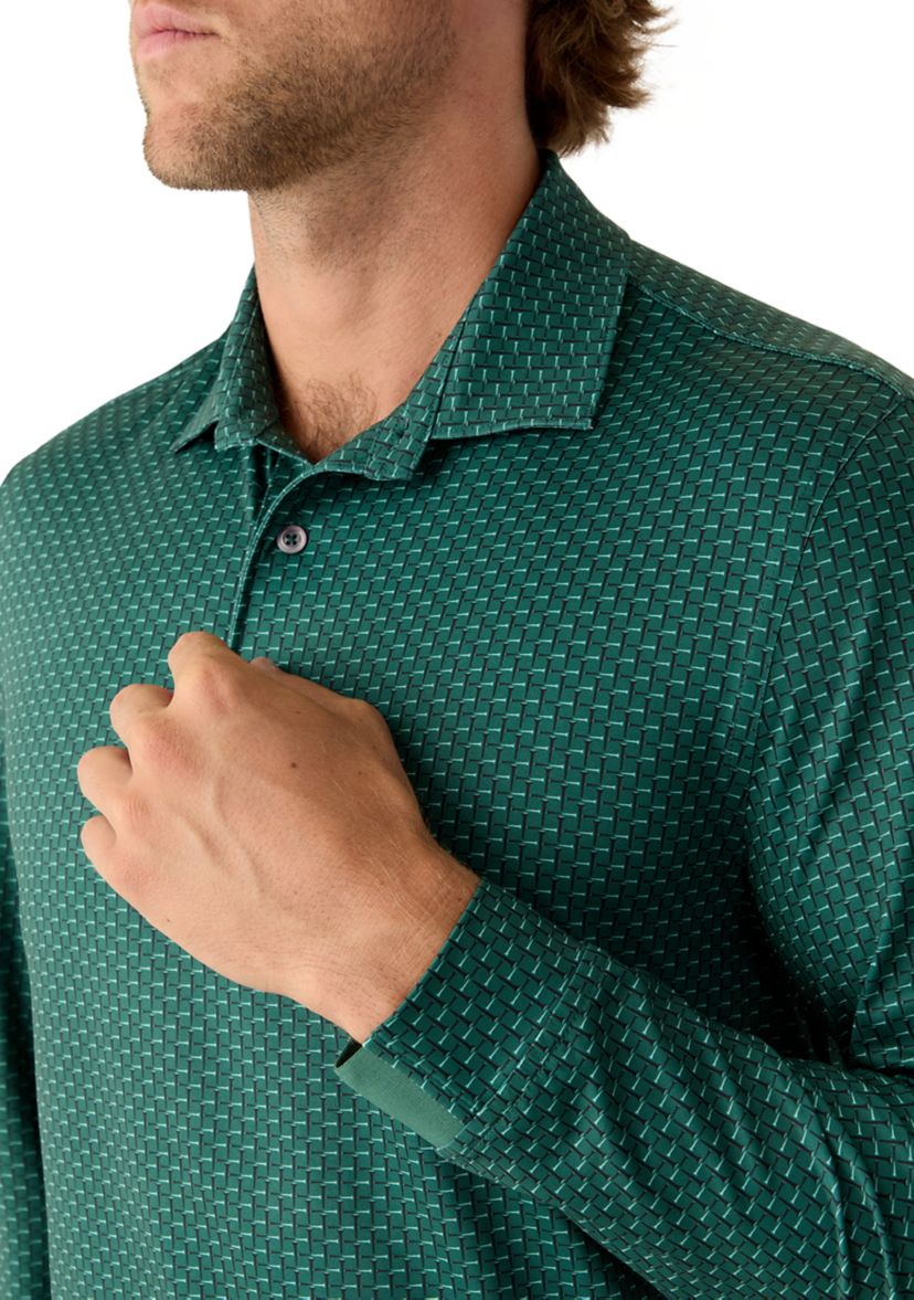 Mens Dress Long Sleeve Polo Shirt
