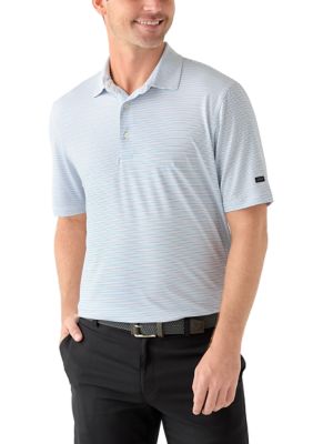 Greg Norman Collection Men's Season Stripe Golf Polo Shirt, White, Large