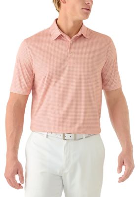 Greg Norman Collection Men's Phases Geometric Print Polo Shirt, Peach, Large
