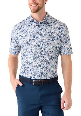 Greg Norman Collection Men's Tropical Print Polo Shirt, 2XL
