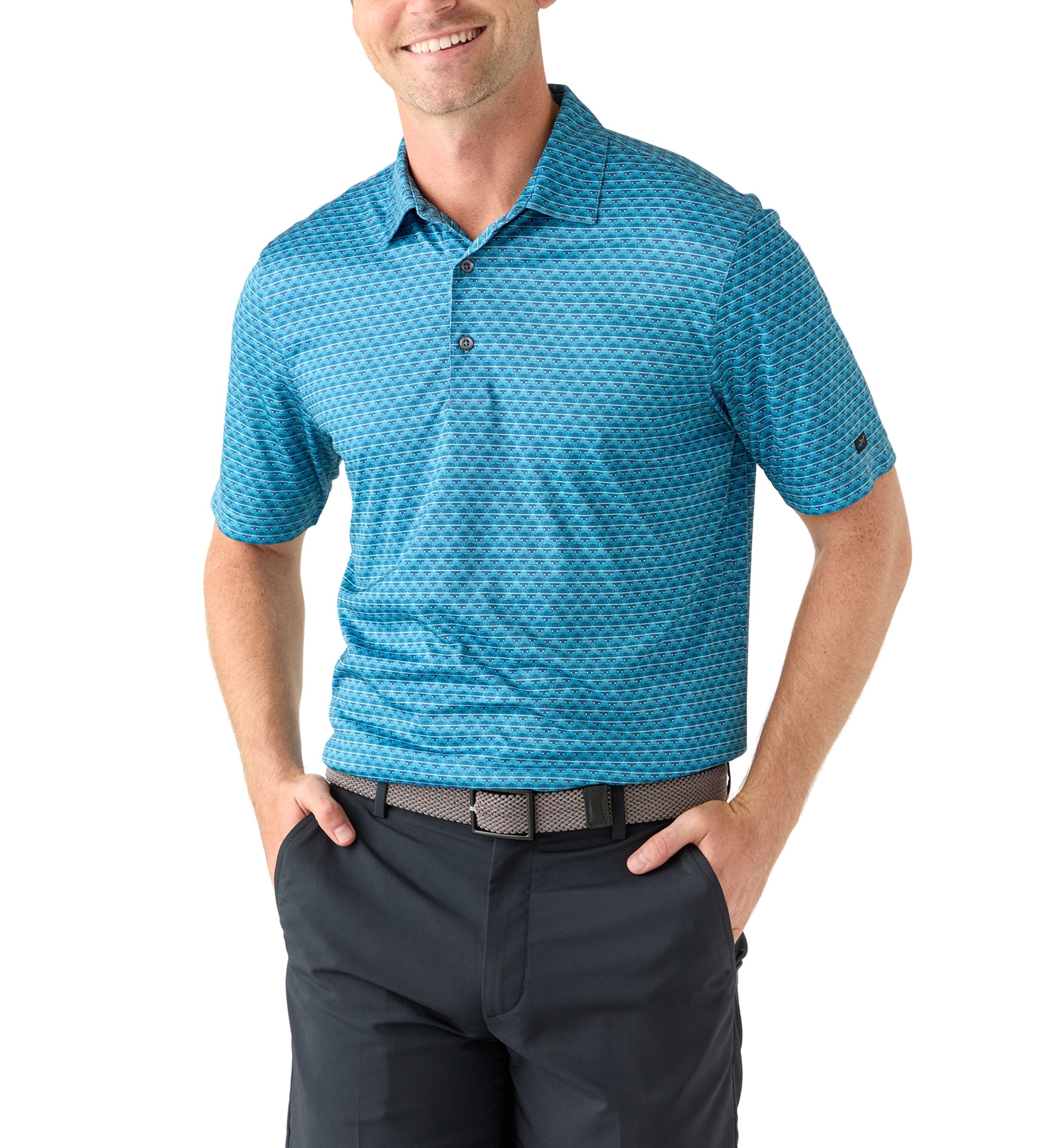 Mens Adriatic Blue Short Sleeve Golf Polo Shirt