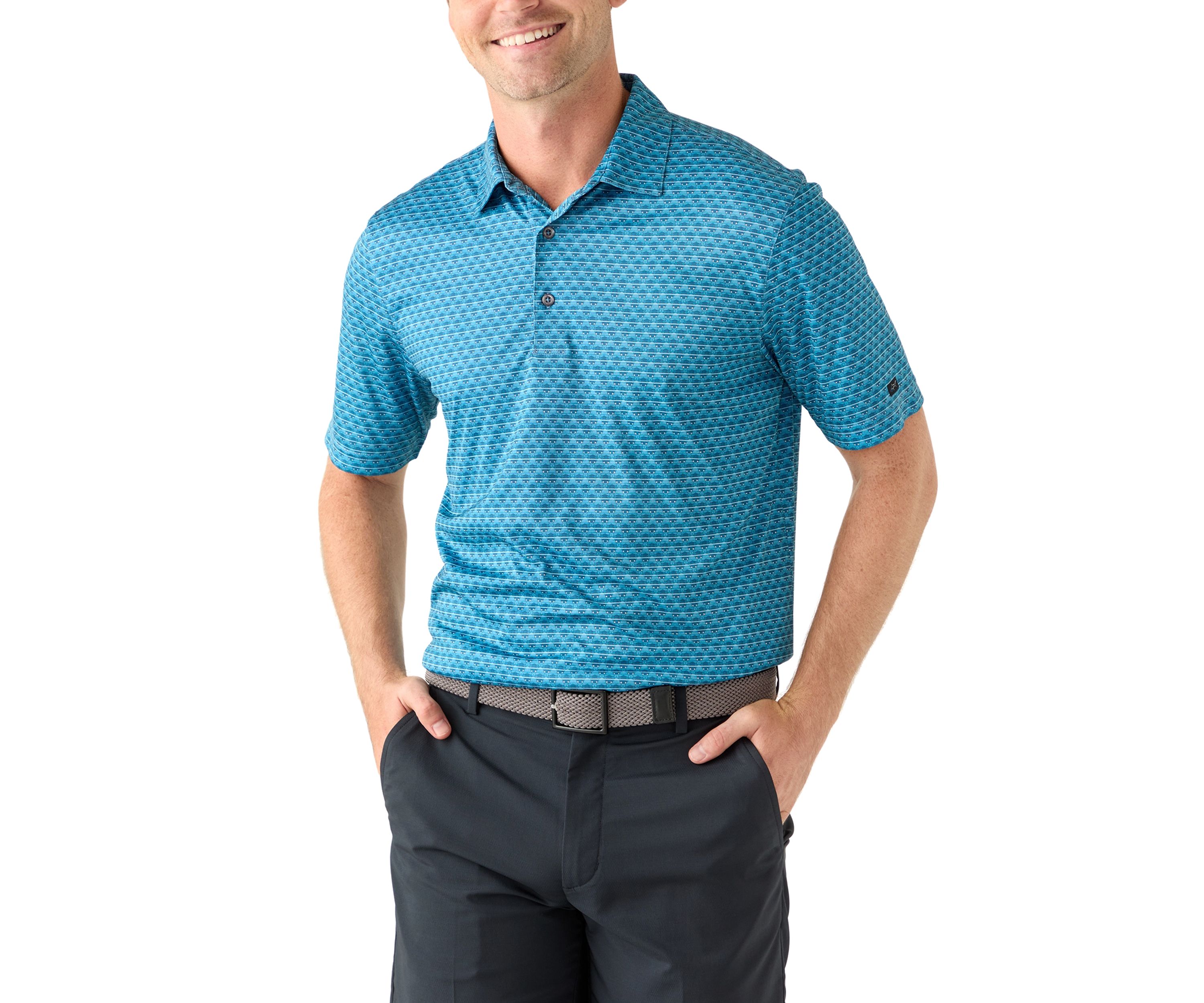 Mens Adriatic Blue Short Sleeve Golf Polo Shirt