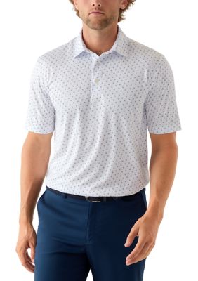 Greg Norman Collection Men's River Drive Print Polo Shirt, White, 2XL