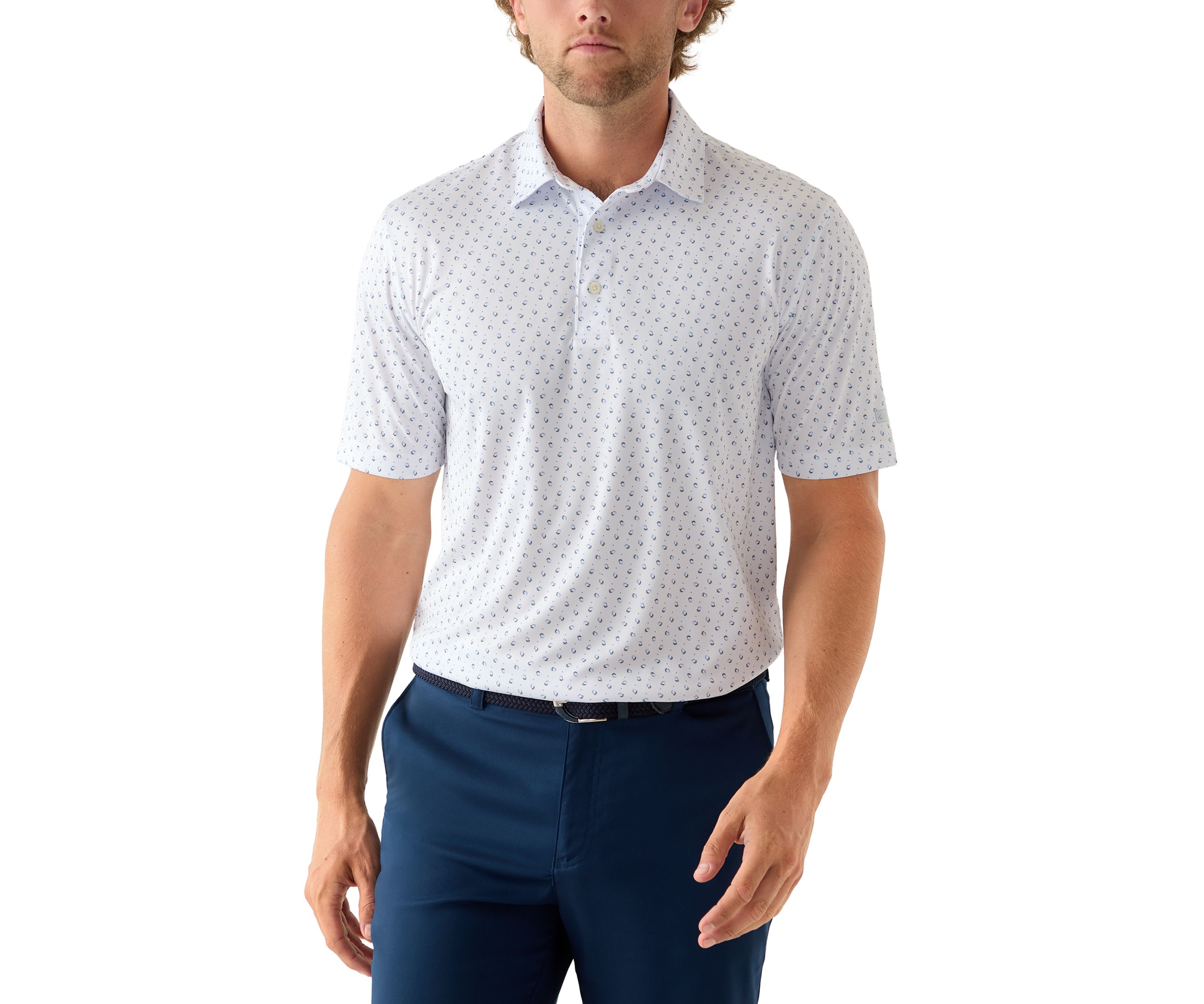 Mens River Drive Print Polo Shirt
