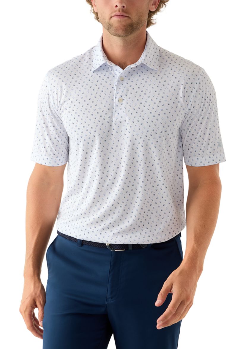 Mens River Drive Print Polo Shirt