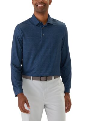 Greg Norman Collection Men's Long Sleeve Printed Polo Shirt