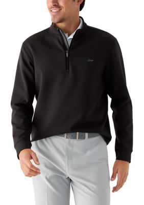 Greg Norman Collection Men's 1/4 Zip Performance Double-Knit Pullover, Black, 2XL