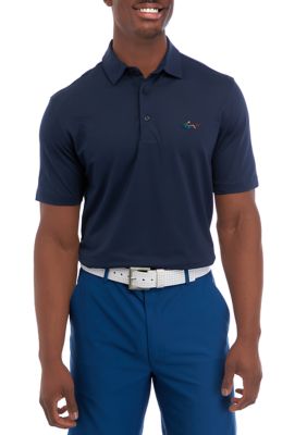 Greg Norman Collection Men's Oyster Pique Polo Shirt, Navy Blue, 2XL