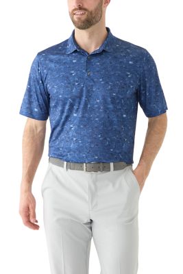 Greg Norman Collection Men's Printed Polo Shirt, Navy Blue, XL