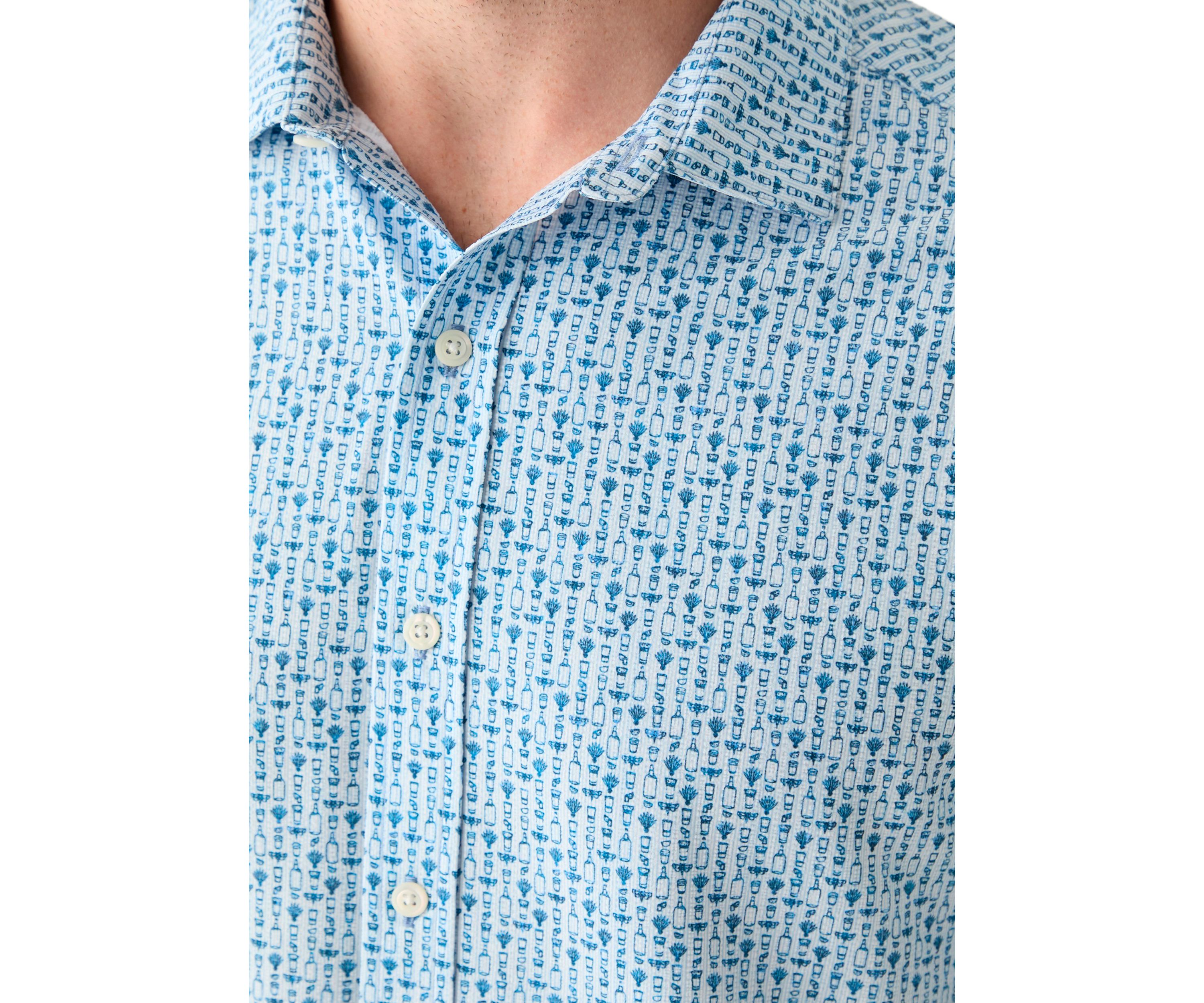 Mens Cocktail Print Button Down Shirt