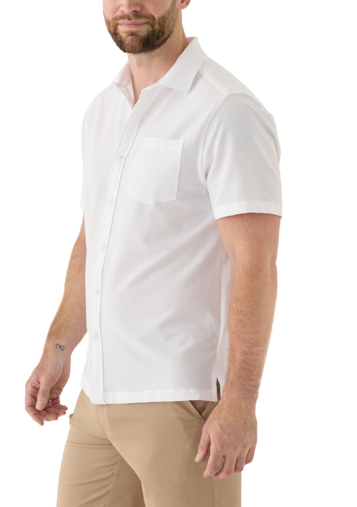 Mens Seersucker Button Down Shirt