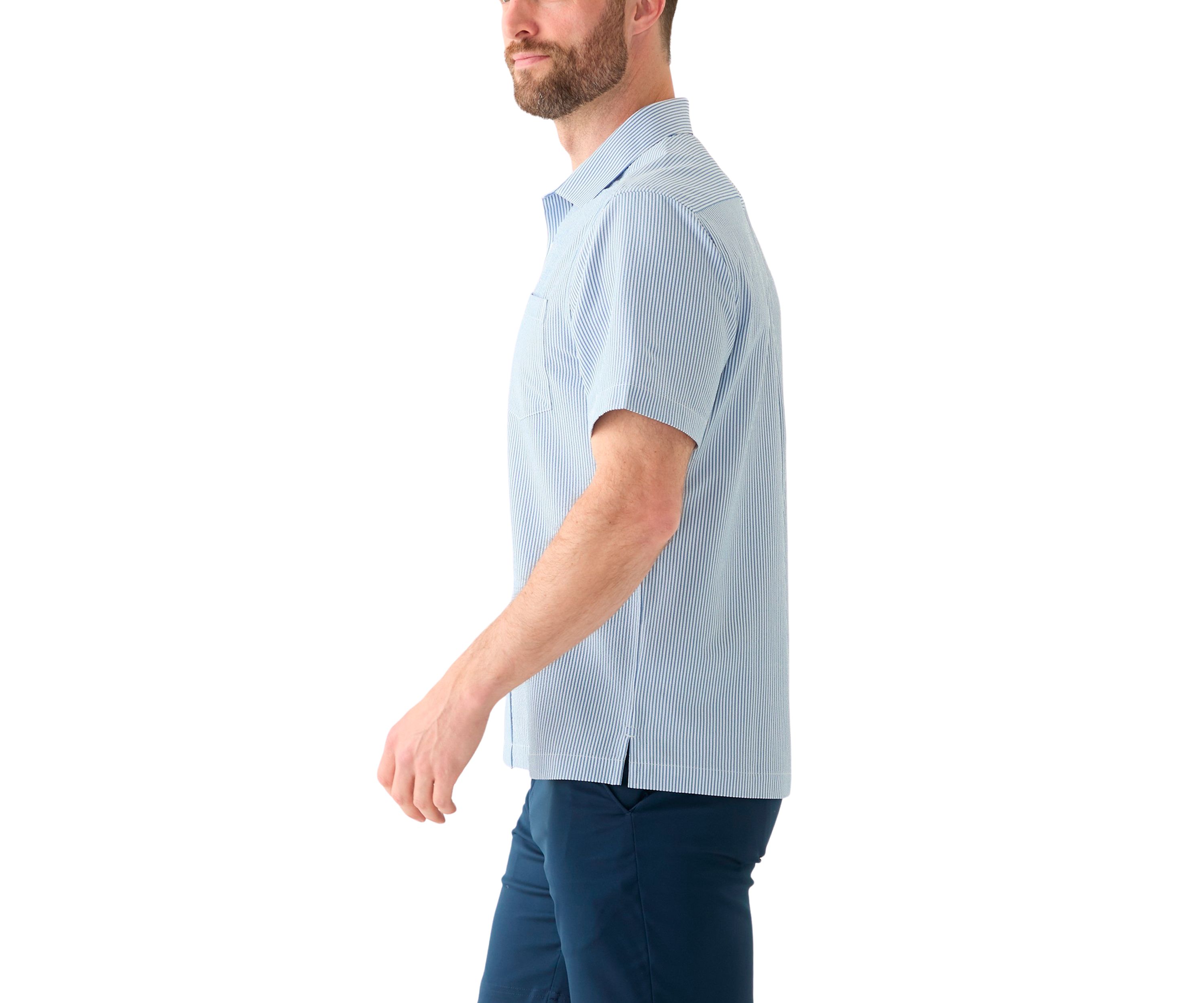 Mens Stripe Seersucker Button Down Shirt