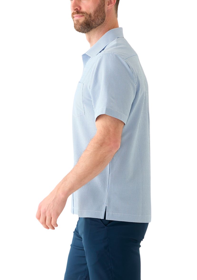 Mens Stripe Seersucker Button Down Shirt