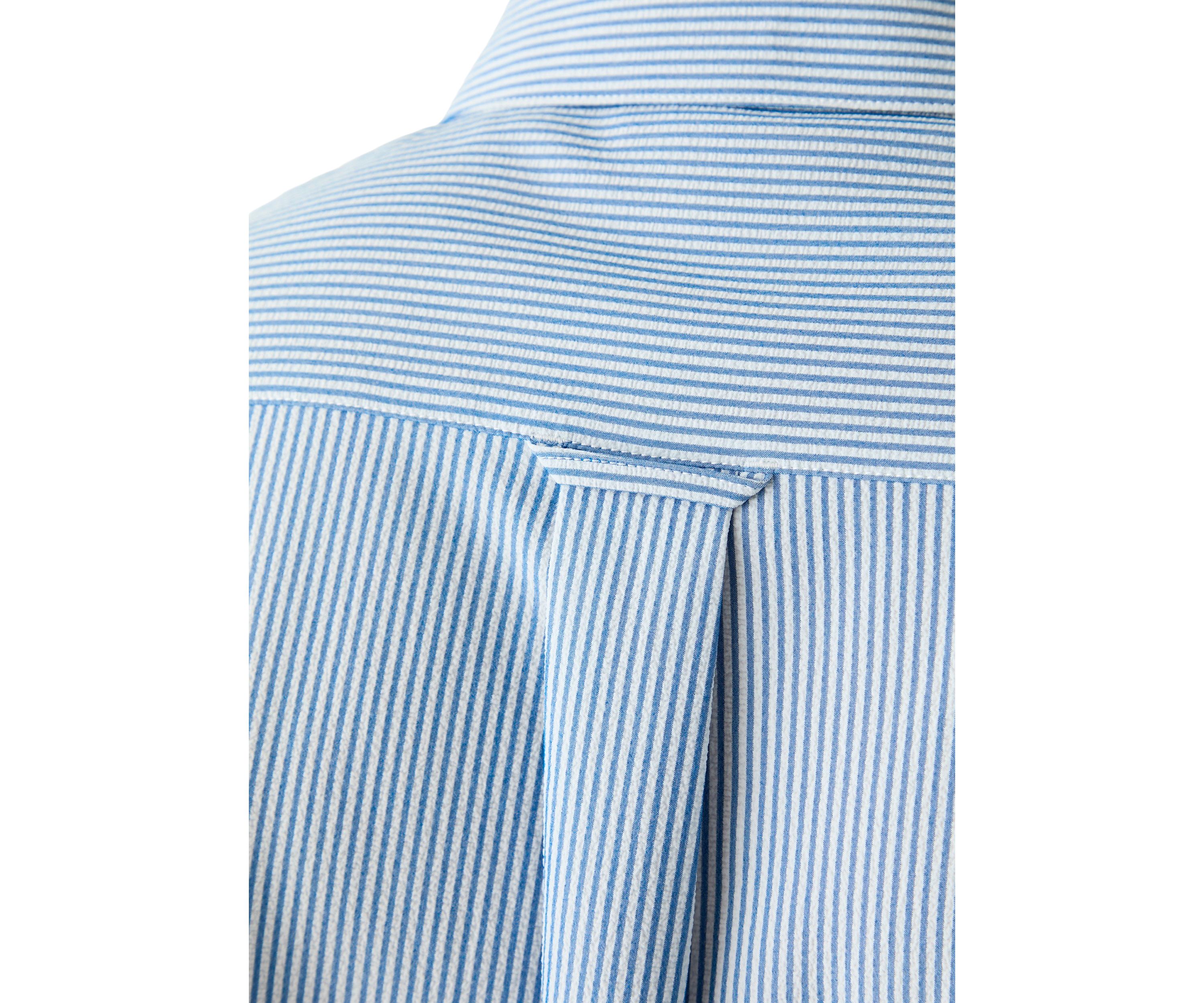 Mens Stripe Seersucker Button Down Shirt