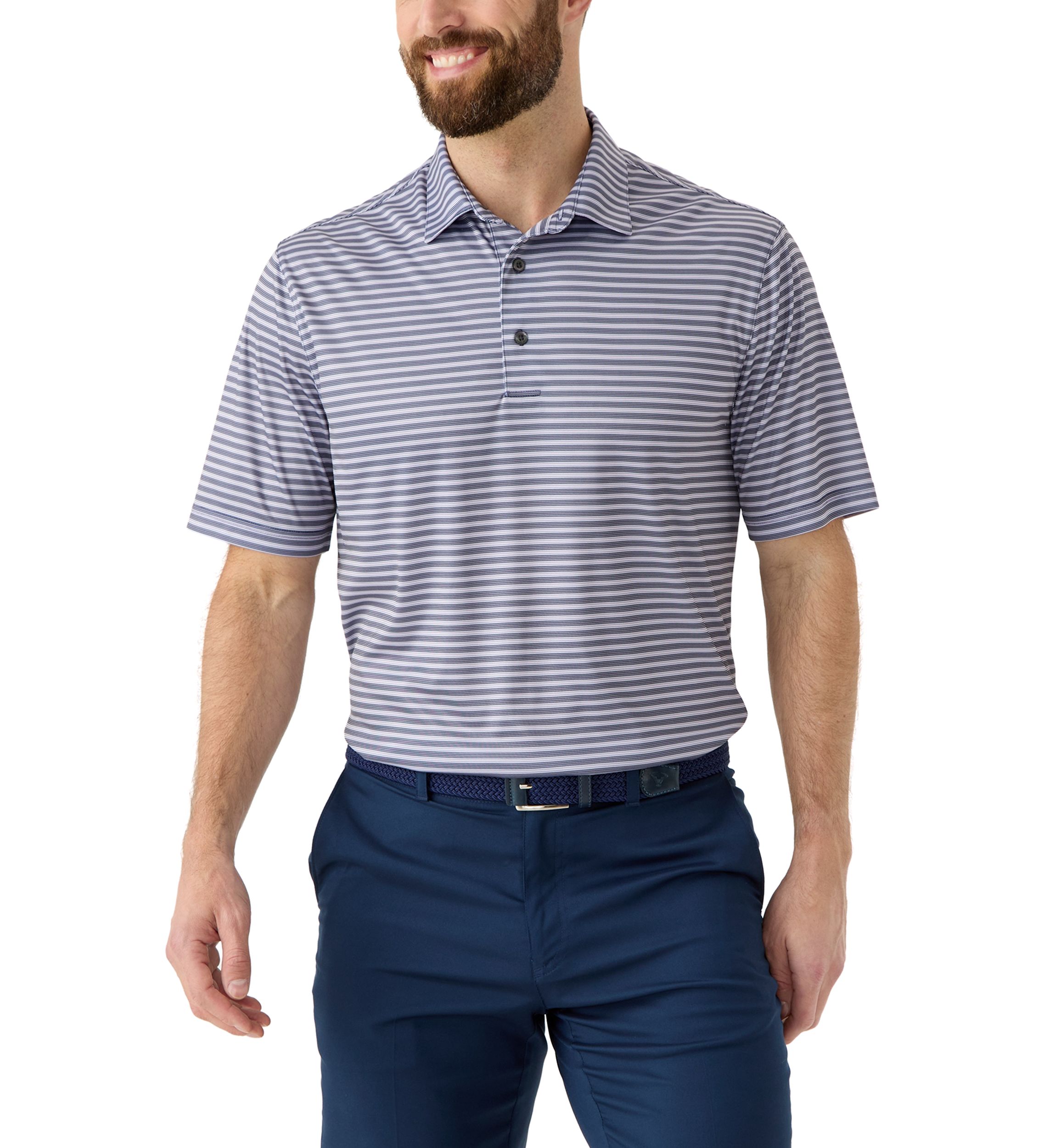 Mens Stretch Vista Striped Polo Shirt 