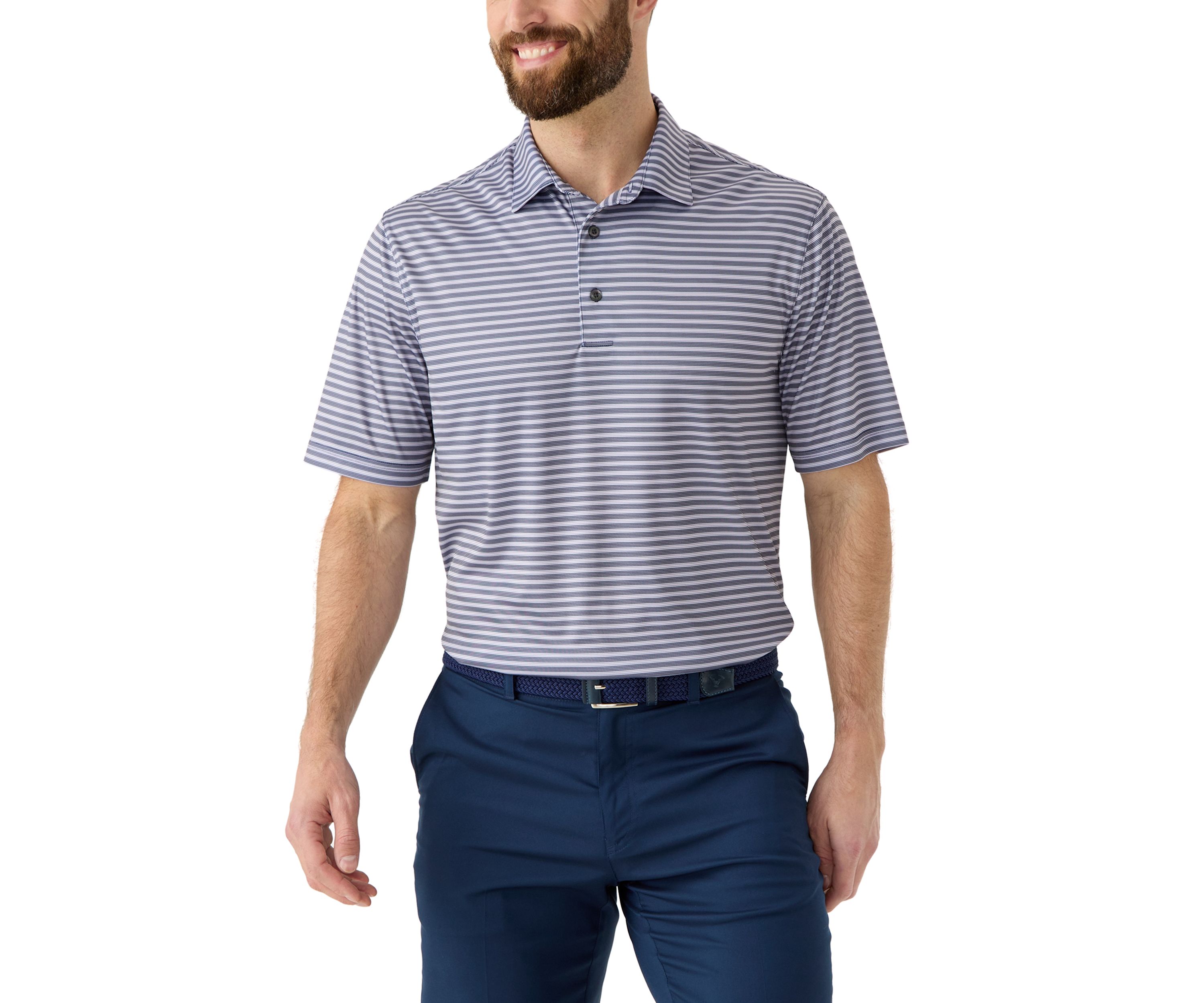 Mens Stretch Vista Striped Polo Shirt 