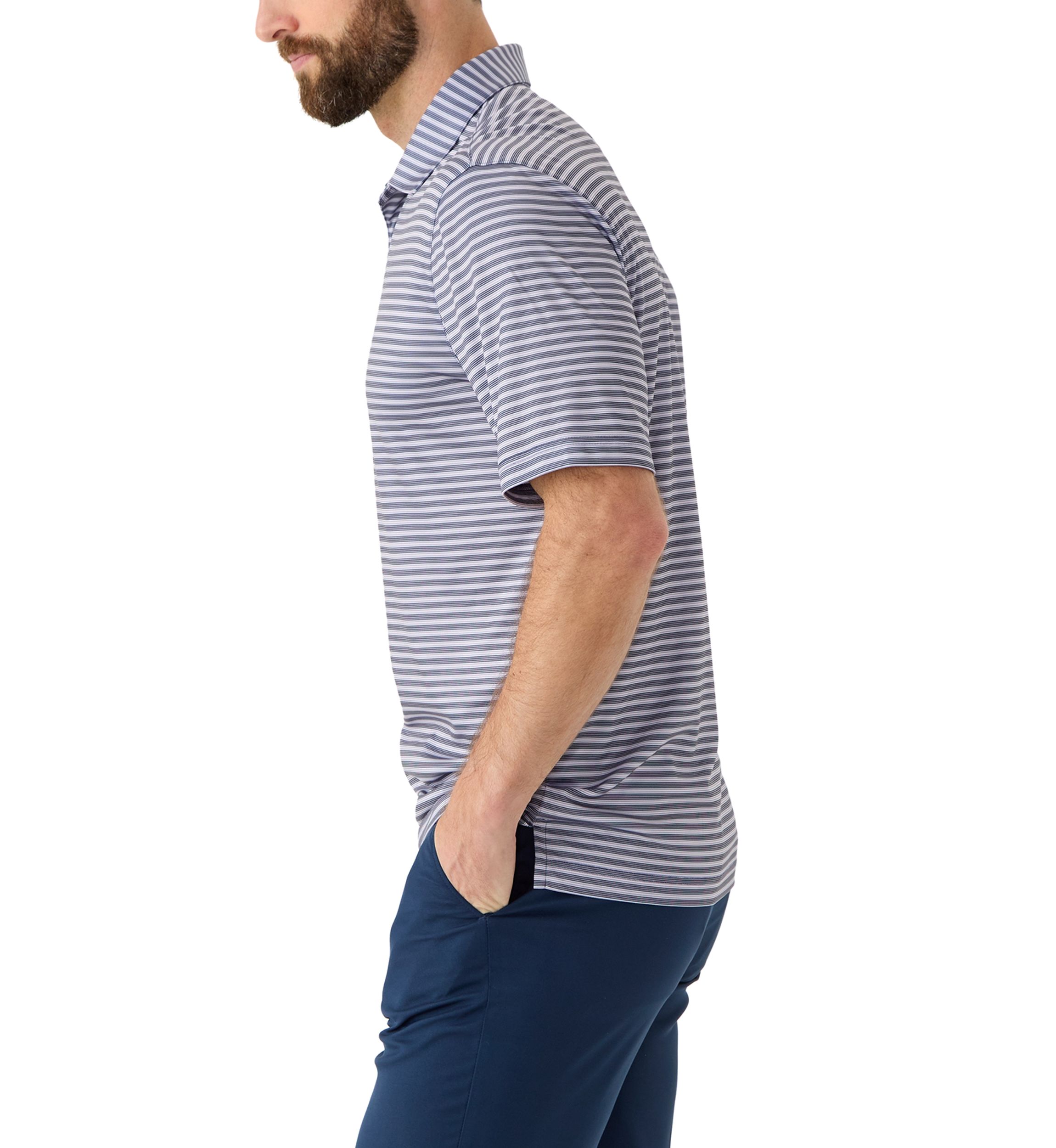 Mens Stretch Vista Striped Polo Shirt 