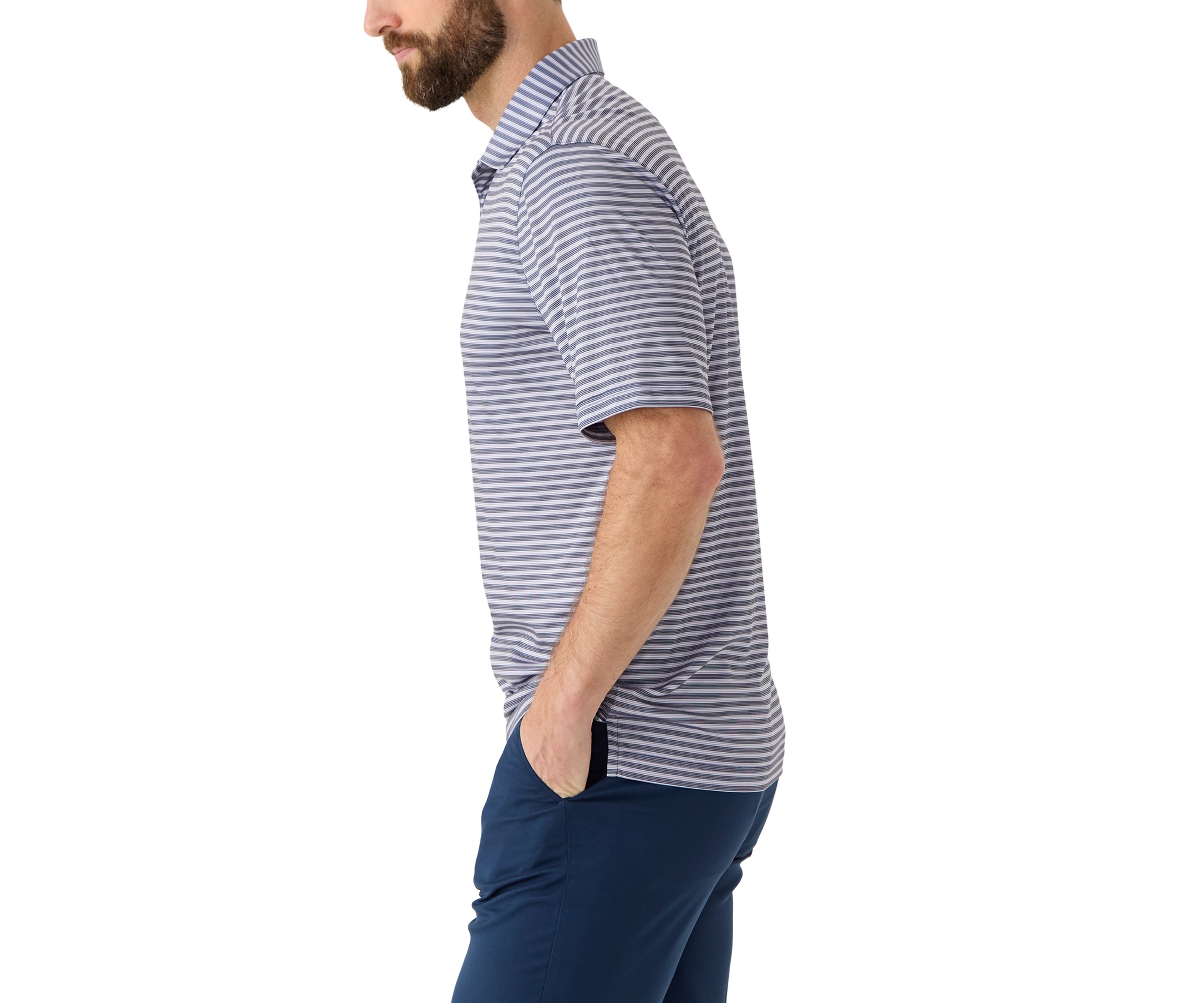 Mens Stretch Vista Striped Polo Shirt 