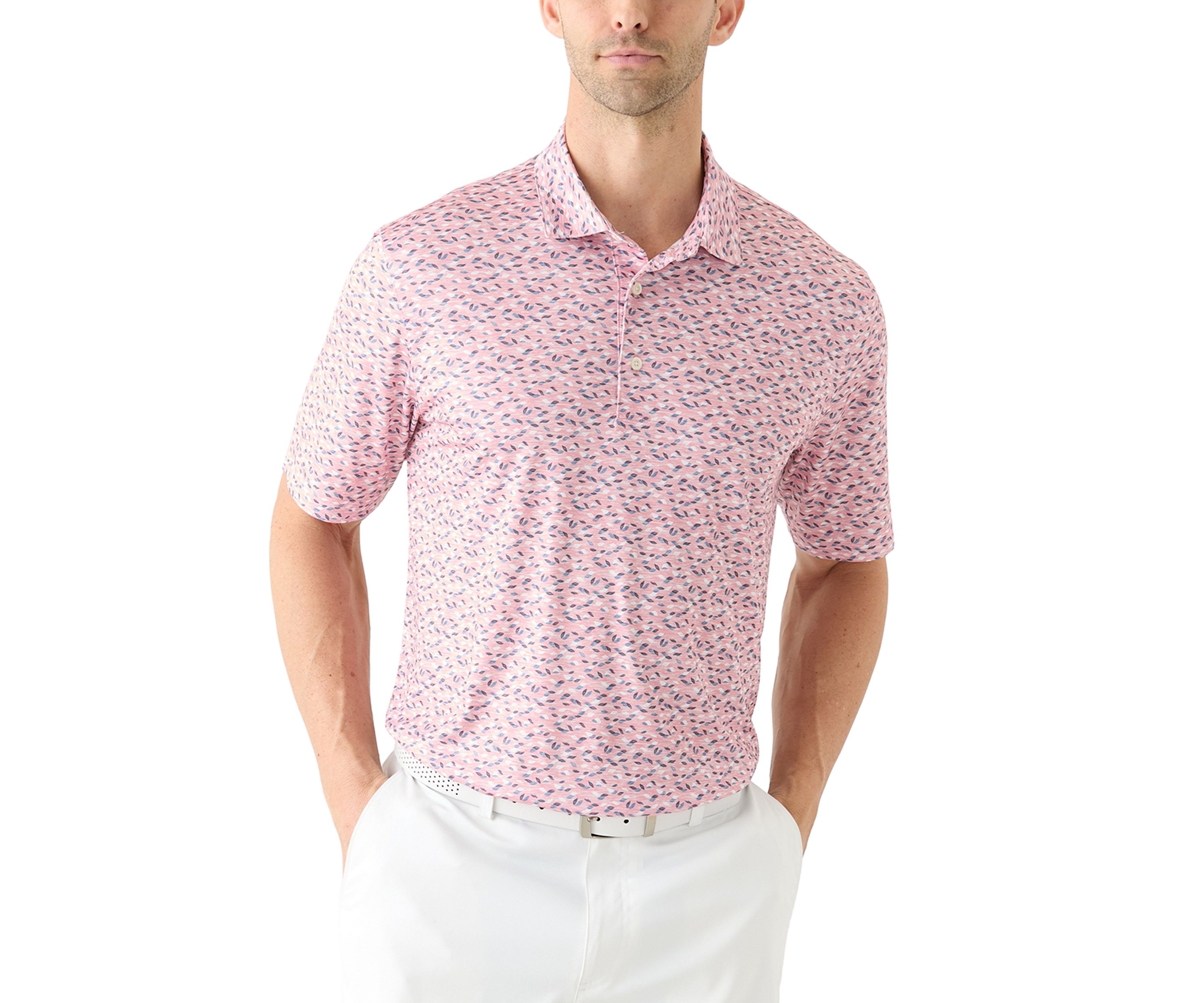 Mens Foliage Printed Polo Shirt