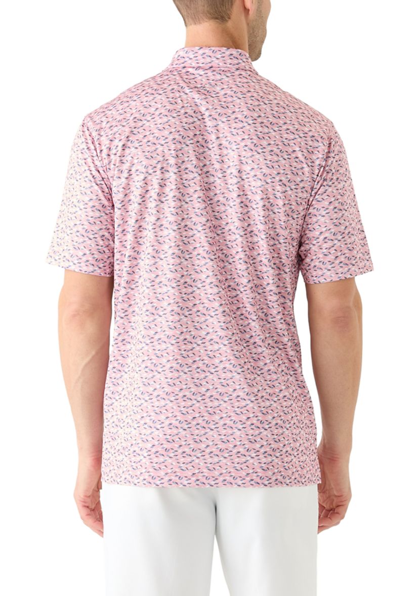 Mens Foliage Printed Polo Shirt