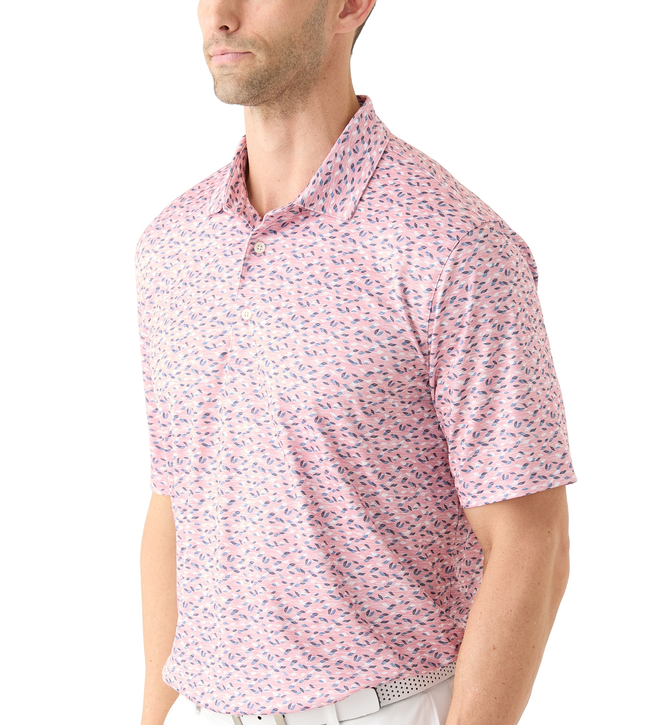 Mens Foliage Printed Polo Shirt